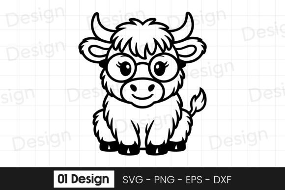 Cute Baby Cow with Glasses SVG PNG for Graphics and Crafts