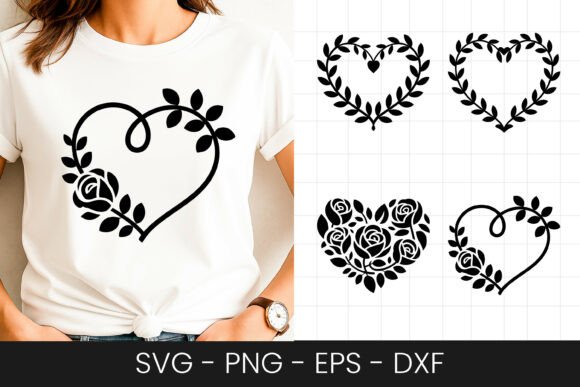 Decorative Floral Heart Outline SVG PNG Review