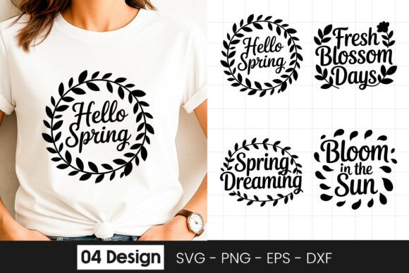 Hello Spring Floral Inspirational SVG PN Graphics & Crafts