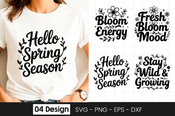 Hello Spring Season Floral SVG PNG for Graphics and Crafts