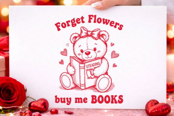 Valentine Cute Book Lover Teddy Bear SVG for Crafts & Graphics